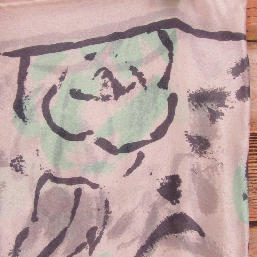 ECHO White/Mint Green/Gray Silk Scarf 31" x 31" - Picture 5 of 13